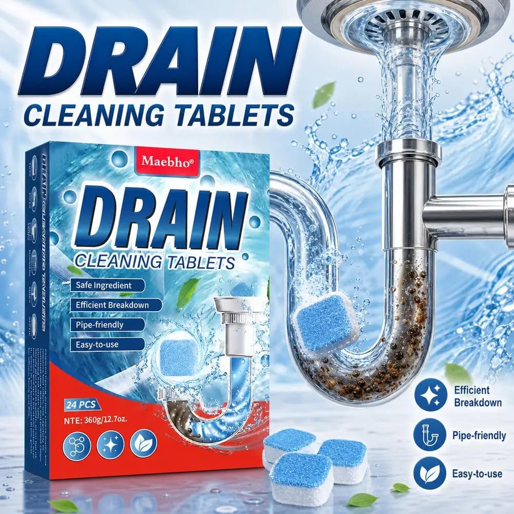 Drain Cleaning Tablets Sink Unblocking Tablets Drain Unblocking Tablets Suitable For All Sink Types 24pcs/Pack