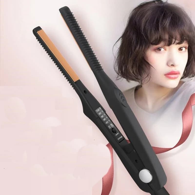 Short hair plate 2 in 1, ironhair and portable hair curler in ceramic tormaline, styling tool