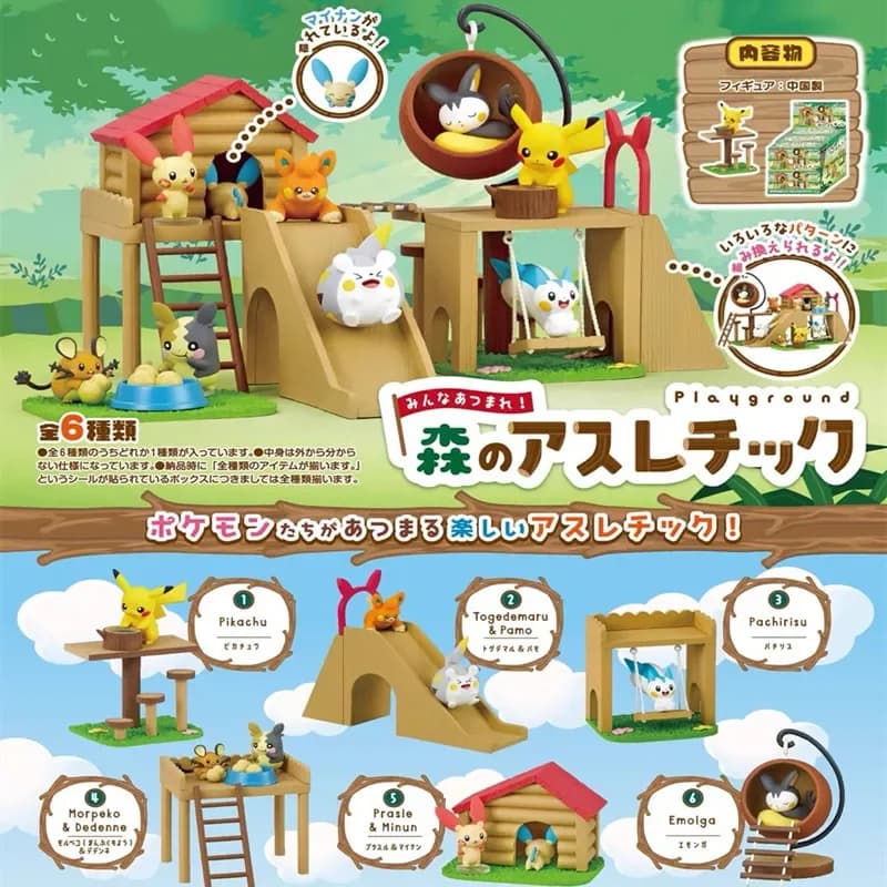 Pokemon in miniatura Foresta Parco giochi Scena Puntelli Scatola cieca Kawaii Anime Figure Pawmi Togedemaru Decorazione Giocattolo per bambini Regali