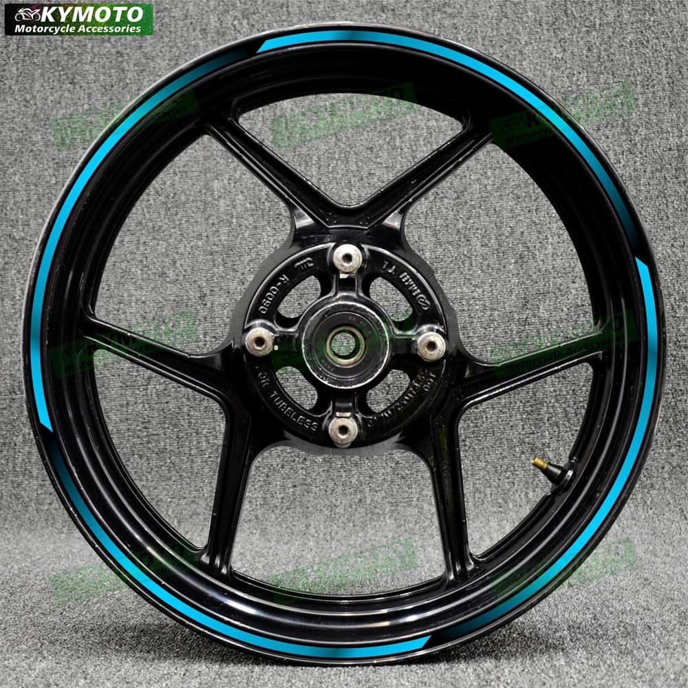 Adatto per Kawasaki moto 17 pollici decalcomanie ruota anteriore e posteriore mozzo modificato adesivi cerchioni riflettenti impermeabili