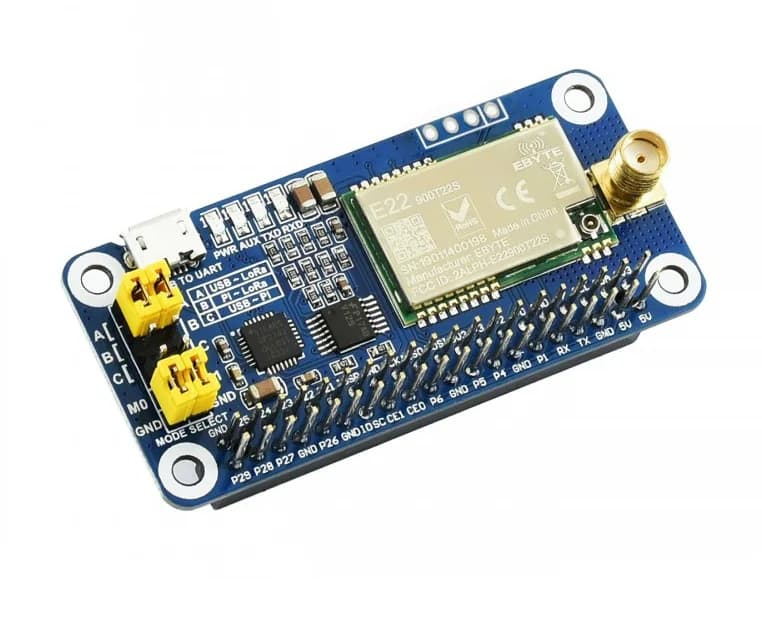 Waveshare SX1262 915M LoRa HAT for Raspberry Pi, diffuse spectrum modulation, frequency band 915 MHz