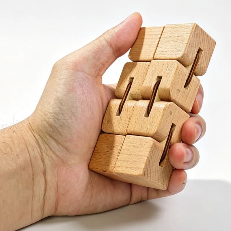 Wooden Infinity Cube Smooth Folding Pocket Fidget Sensory Toys Autism Stress Relief Calm Down Anxiety ADHD Cool Stuff Gadgets