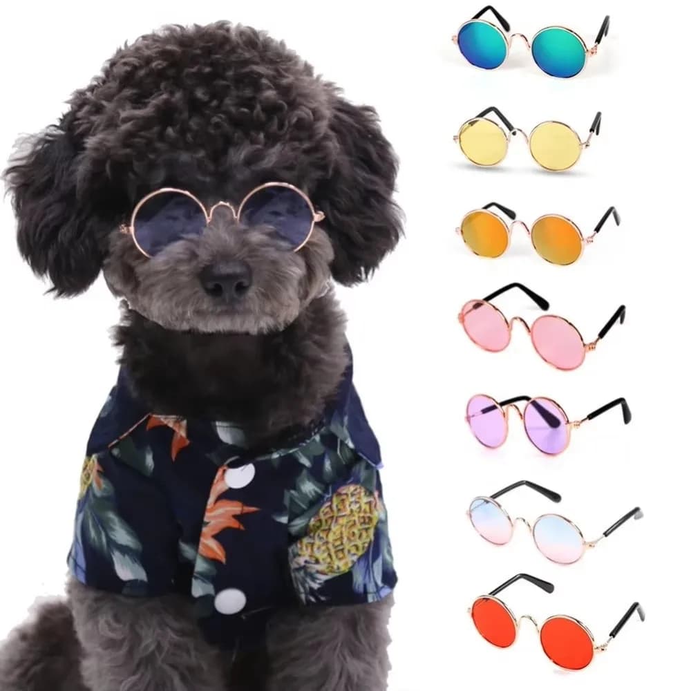 Cute Vintage Pet Sunglasses Round UV Protection Cat Sunglasses Dog Glasses Summer Outdoor