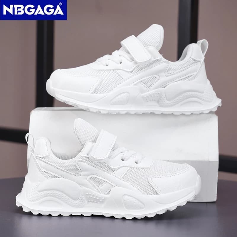 Scarpe da ginnastica leggere per bambini Scarpe casual per ragazzi Scarpe da passeggio piatte bianche traspiranti per studenti Scarpe da tennis sportive per ragazza per bambini antiscivolo