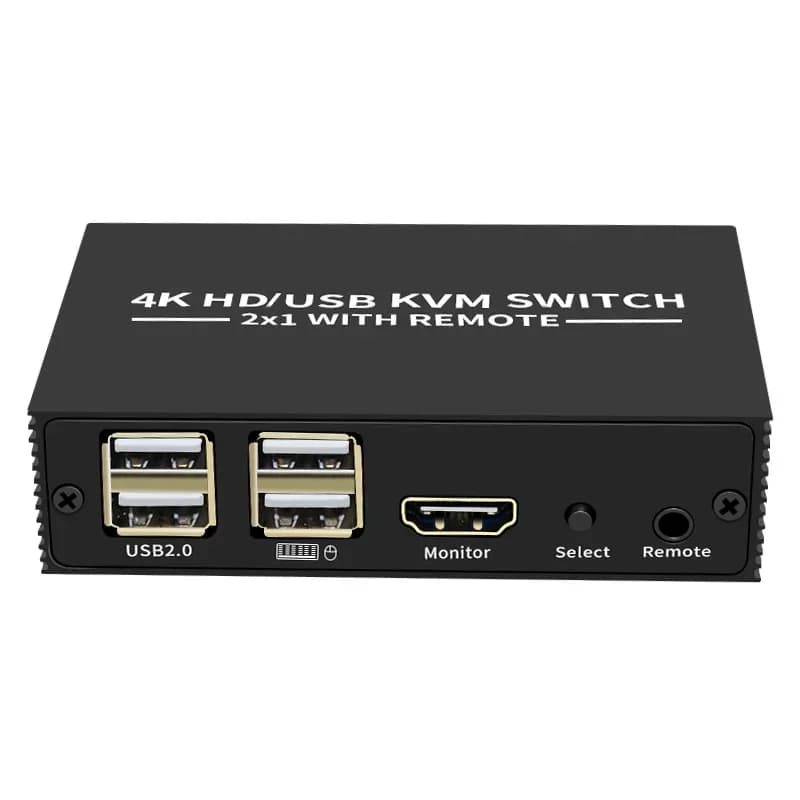 Switch KVM HDMI 4K 2x1 con 4 porte USB 1.1 con controller desktop remoto per PC portatile Monitor Mouse Tastiera U Flash Drive