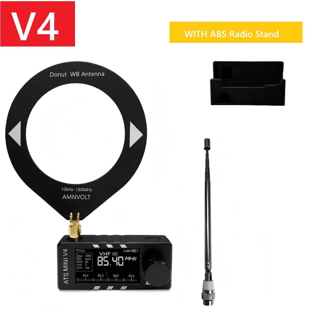 Radio AMNVOLT V4 ATS MINI SI4732 DSP Multibanda FM AM SSB LSB USB, con amplificatore per cuffie Hi-Z integrato e supporto