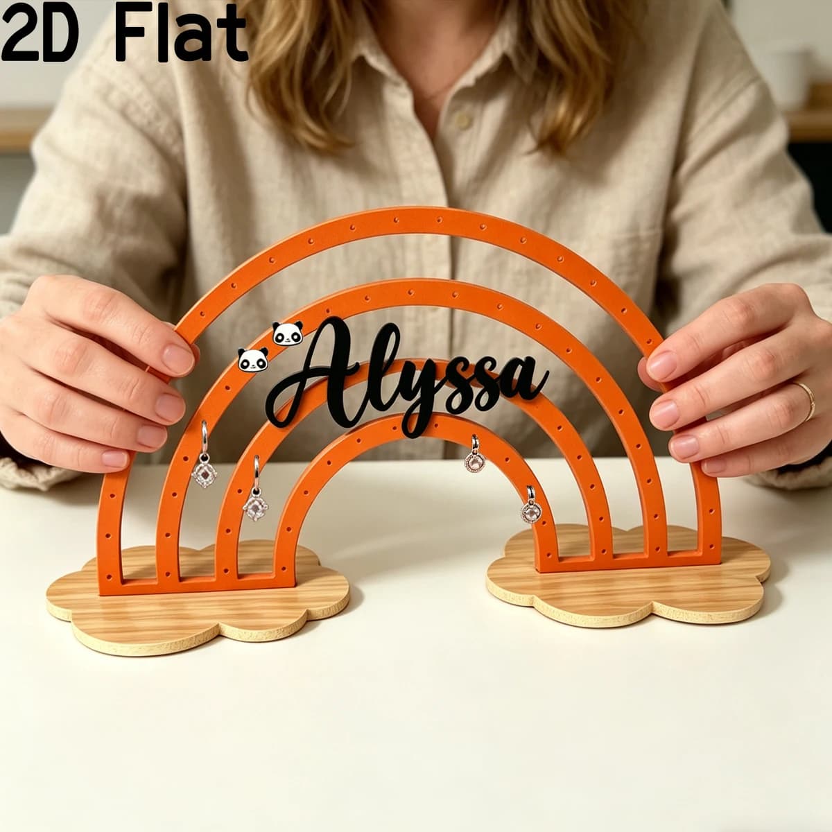 1pc Custom Nordic style Wood Acrylic Earring Holder: Wooden Jewelry Organizer,Birthday Wedding Party Decor Gifts for Home friend