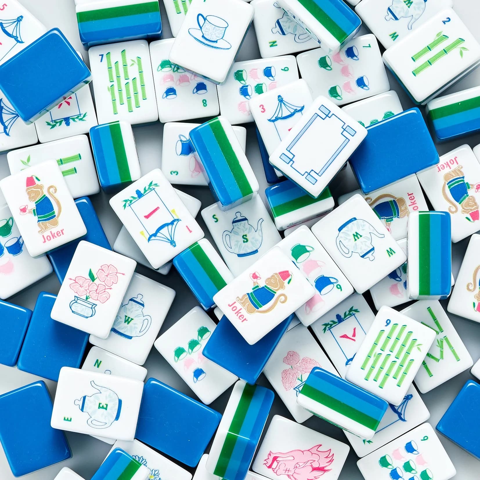Custom Made 4 Layer American Mahjong Model BLUE Acrylic Tiles 160 Cards Luxury Elegant Game for Adults