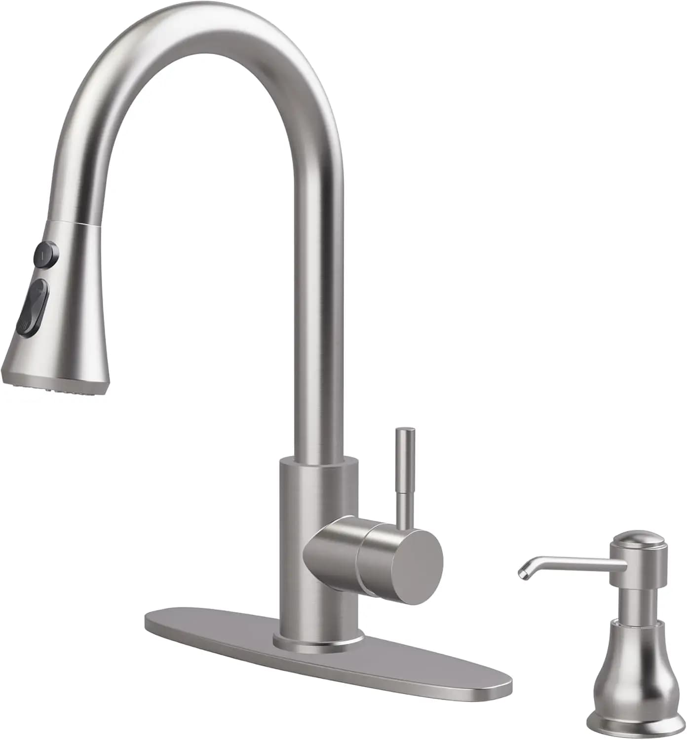 Rubinetto da Cucina Estraibile a 3 Modalità con Dispenser di Sapone, Rubinetto per Lavello in Acciaio Inox per Cucina Rustica, Bar, Camper