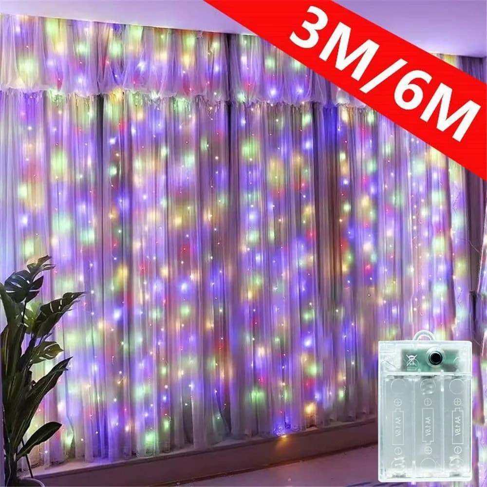 Luci a LED a Batteria, 8 Modalità di Illuminazione, Ghirlanda per Matrimoni, Lampada Fatata, Tenda Luminosa per Camera da Letto, Feste e Decorazioni Natalizie
