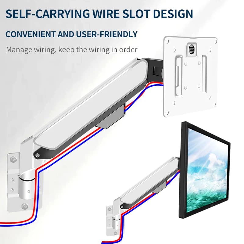 HILLPORT 10 "-32" Monitor Arm Wall Mount Screen Aluminum Gas Spring Air Compressor Hinge Arm Soporte TV Stand PC Bracket W31