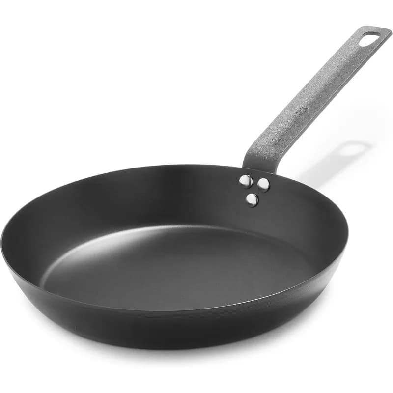 Merten & Storck Prefabricated 10" carbon steel pan, rapid heating, naturally non-stick, safe for induction and oven