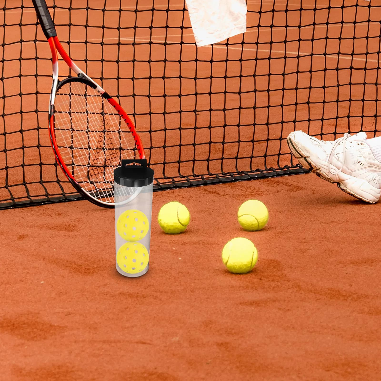 Contenitore per Palline da Tennis, Tubo Cilindrico Trasparente per Pickleball e Ping Pong, Gestione Organizzata e Compatta delle Palline