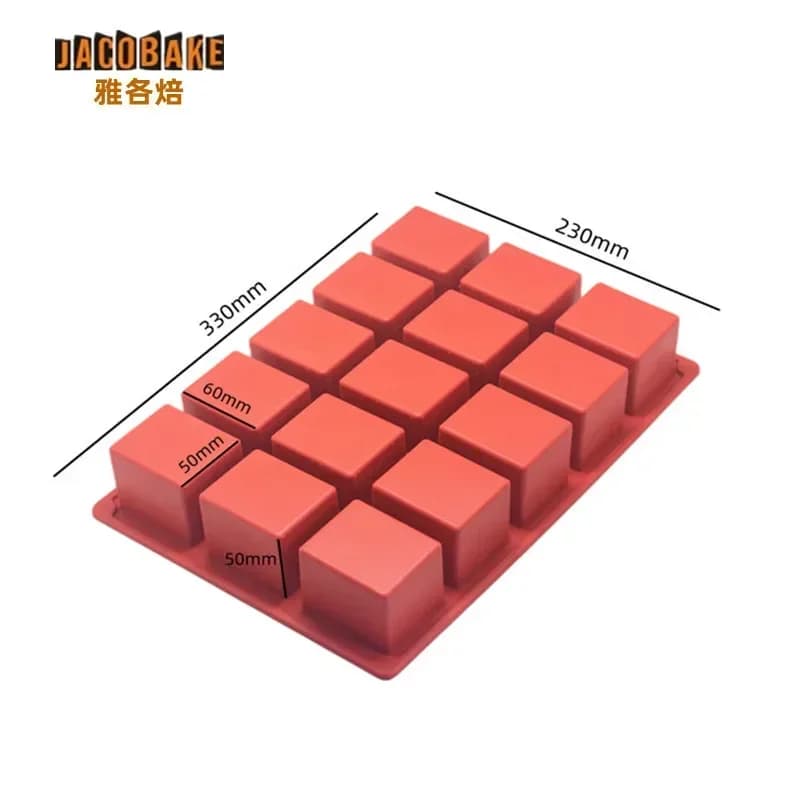 15 stampi rettangolari rettangolari per dessert mousse, stampi in silicone per torte, stampi per reticoli per gelato al forno al fuoco