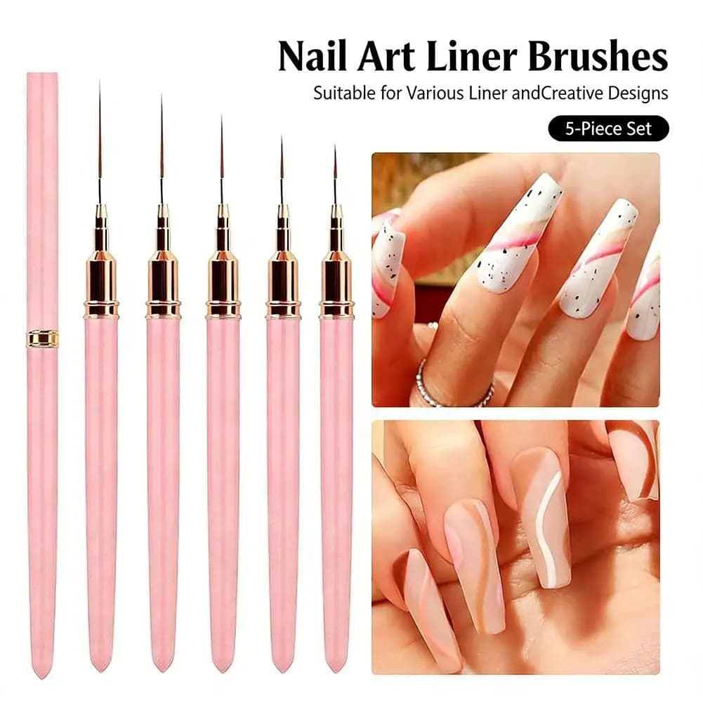 Set di 5 Pennelli per Nail Art e Penna per Punteggiatura, Pennelli per Gel UV per Decorazioni Francesi, Strumenti Professionali per Unghie