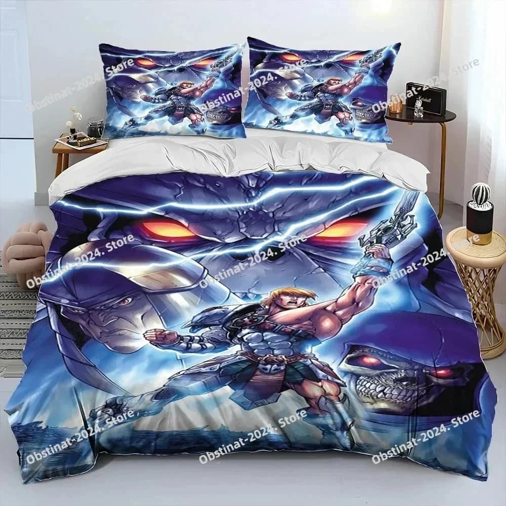 Set biancheria da letto con stampa 3D He Man e i Maestri dell'Universo Set letto stampato Copripiumino Lenzuolo Federa Full Queen King Size