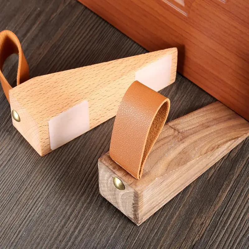 Fermaporta in Legno Massello, Resistente e Antiscivolo, per Porte Pesanti di Casa e Ufficio, Soluzione per la Protezione del Pavimento