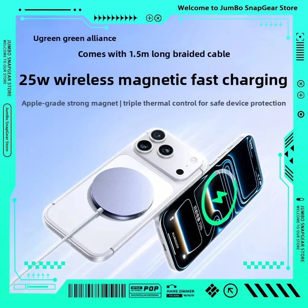 UGREEN 25W Magnetic Wireless Charger Portable Dock Stand magsafe Charger for iPhone 17 promax Fast Charging iPhone16 AirPods 15