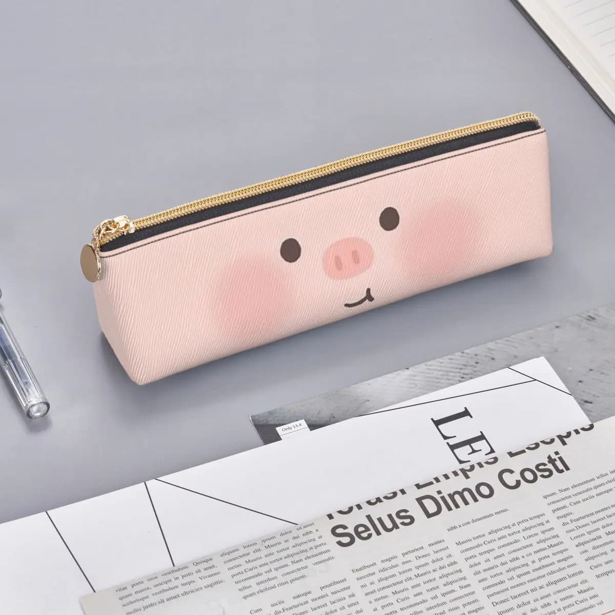 Funny Kawaii Pig Face Pencil Cases Pen Holder Storage Stationery Supplies Pen Box Pencil Bag for Studen School