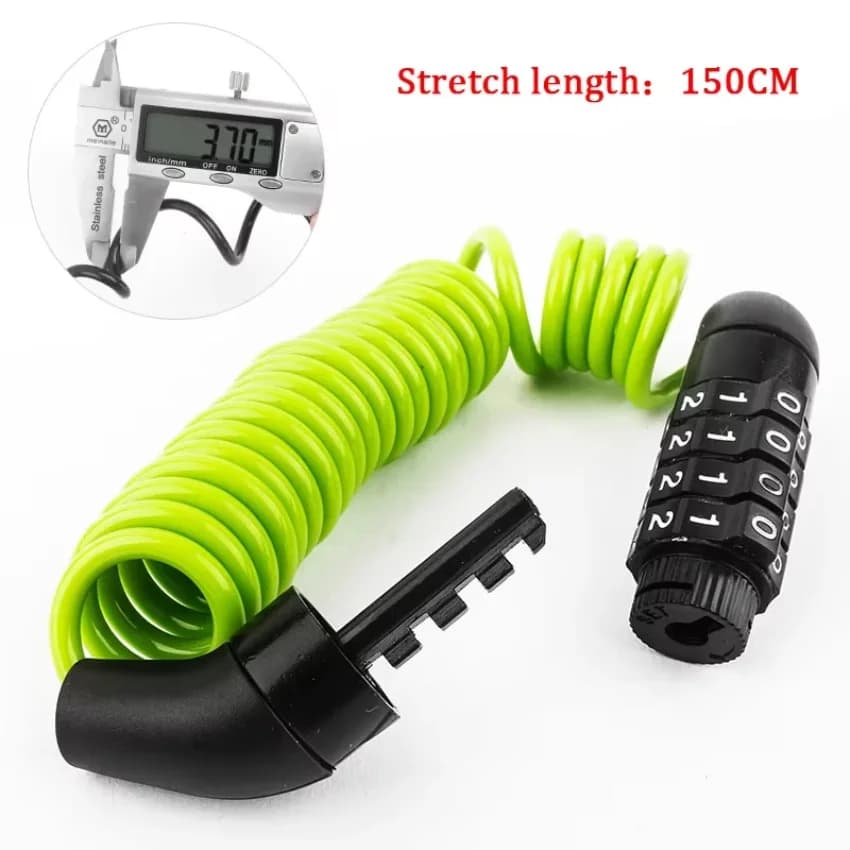 Bicycle Padlock with 4 Ciphers Code, Safety Steel Cable, Bicycle and Helmet Portable Padlock, Backpack Bag