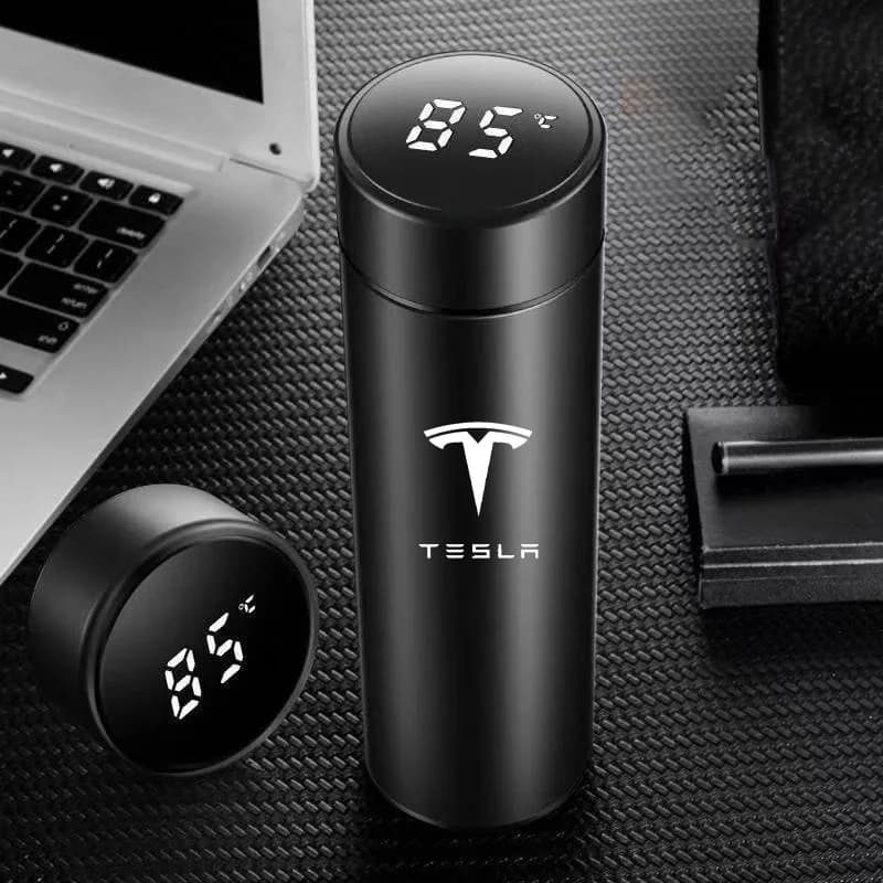 Per Tesla Modello 3 Modello S Modello X Modello Y 304 Tazza termica in acciaio inossidabile Display intelligente Tazza di acqua sottovuoto Accessori logo auto