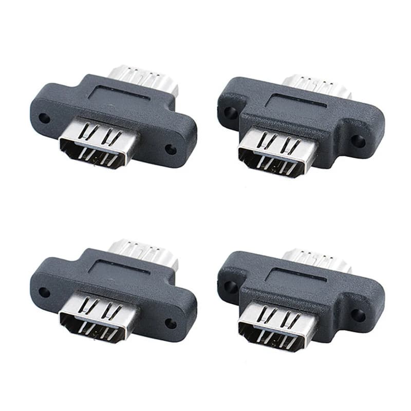 HDMI cable extension connector compatible with 4 pcs female-female adapter with screw block for panel