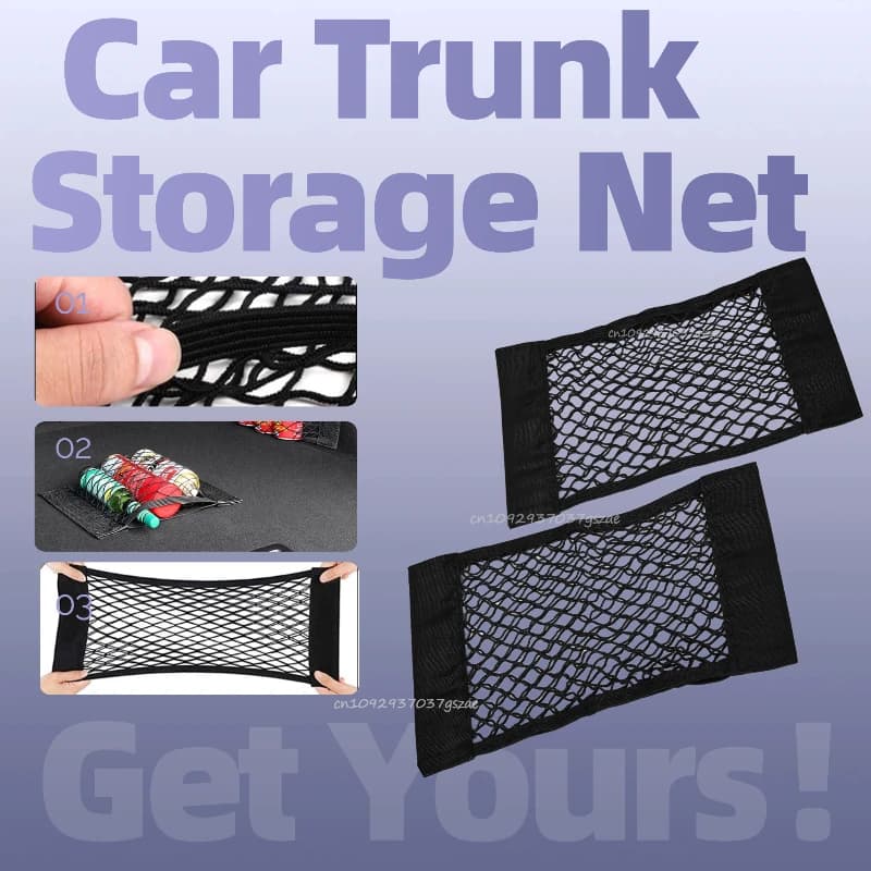 Rete portaoggetti universale per bagagliaio auto, rete elastica con tasche e chiusura a strappo, per organizer posteriore sedile auto, estensibile