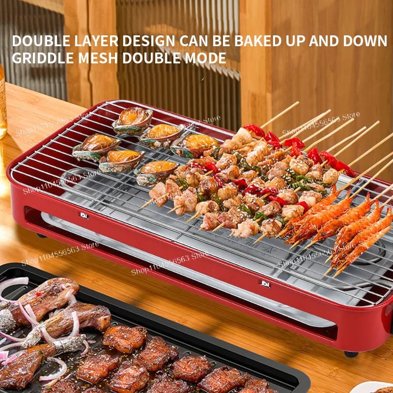 Zibo Electric Grill Pan - Multifunction barbecue grill with system to roast and fry skewers