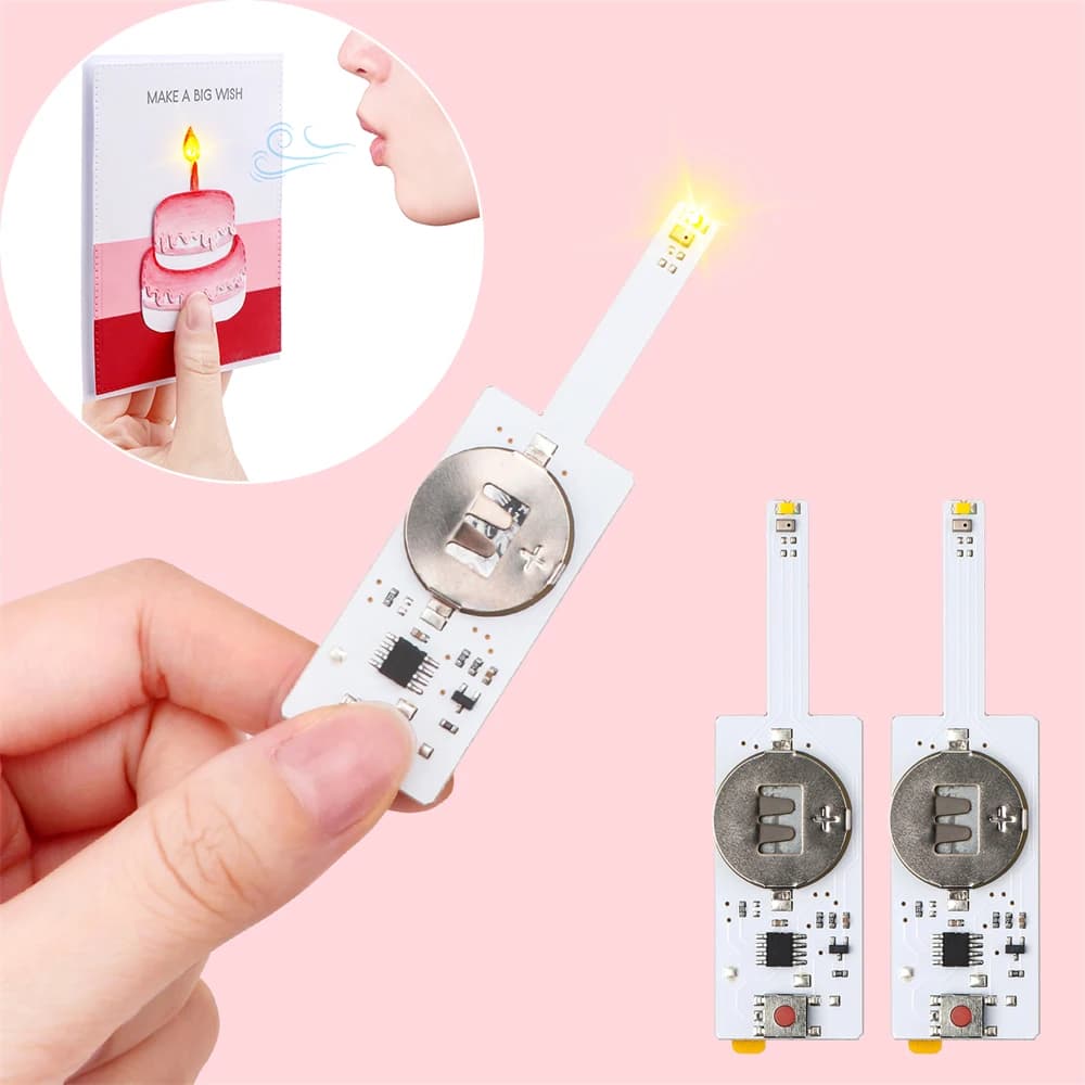 3pcs/set Blow-Out LED Candle Light for DIY Scrapbooking Light-Up Birthday Card Paper Gift Card Shaker Card Making Supplies