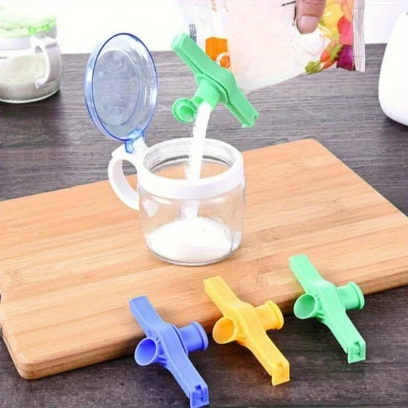 Clip Sigillanti Antiscivolo con Beccuccio - Strisce Sigillanti per Sacchetti Alimentari, Morsetti Impermeabili per Snack e Latte in Polvere, Sigillatore per Sacchetti in Plastica per Casa