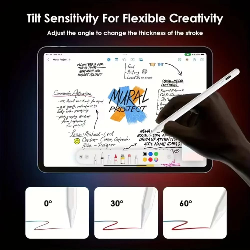 Penna Stylus per iPad A16 2018-2025 con Rilevamento Inclinazione e Rifiuto del Palmo, Penna Touch per iPad 10 11 9 8 7tn Mini 6 Air 5 Pro 11