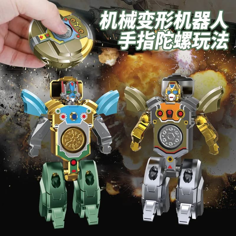 Robot Trasformabile Fidget Spinner da Dito 2 in 1, Giocattolo Antistress Portatile per Alleviare Ansia e Decompressione, Giocattolo Sensoriale per Bambini e Adulti