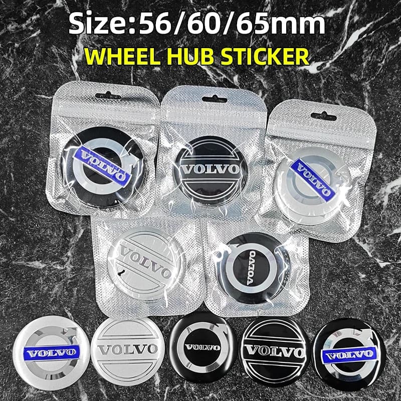4 pcs 56mm 60mm 65mm 3D Cover for Volvo, Emblem Logo Auto Sticker, Styling Accessories