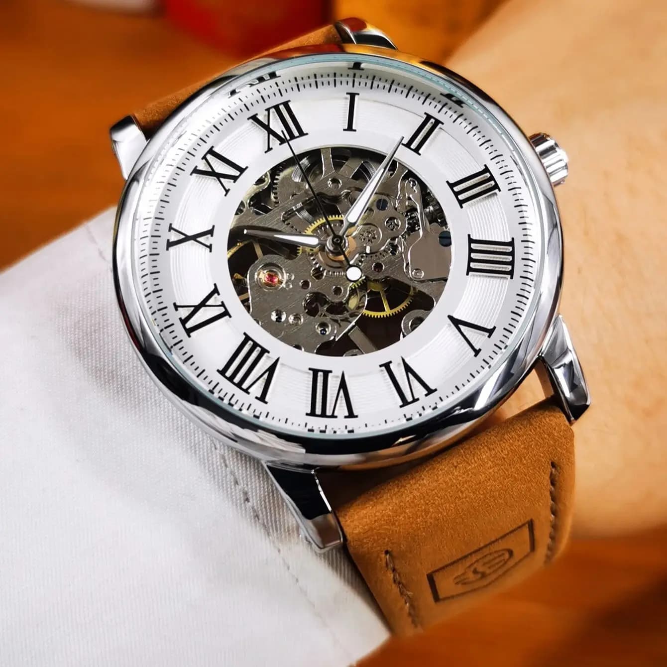 Orologio da Uomo Forsining alla Moda con Lancette Luminose, Cinturino in Pelle, Orologio Meccanico da Uomo per Affari, Orologi da Polso di Lusso di Alta Gamma, Nuovo