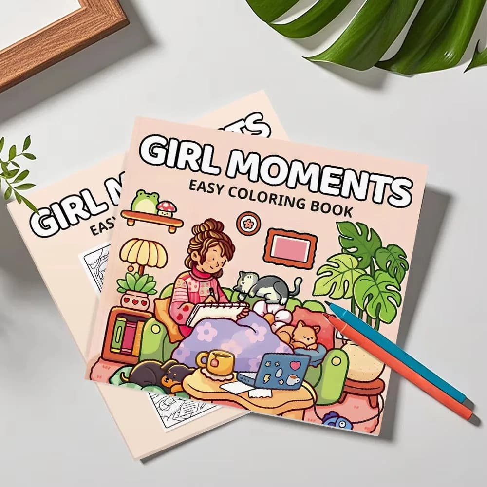 Girl Moments Coloring Book for Adults Featuring Cute Cozy Daily Activities for Relaxation Drawing Books [Garden Coloring Book]