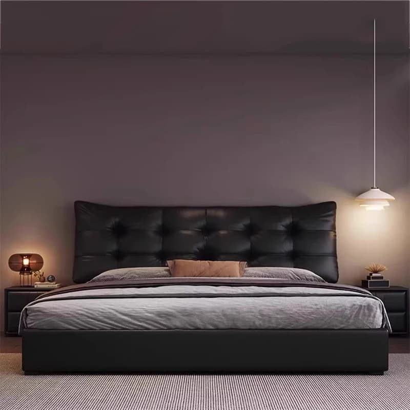 Lenzuola con base in pelle Letto matrimoniale Nero Minimalista Moderno Lusso Letto matrimoniale Struttura portaoggetti Set di mobili per camera da letto Cama Doble economico