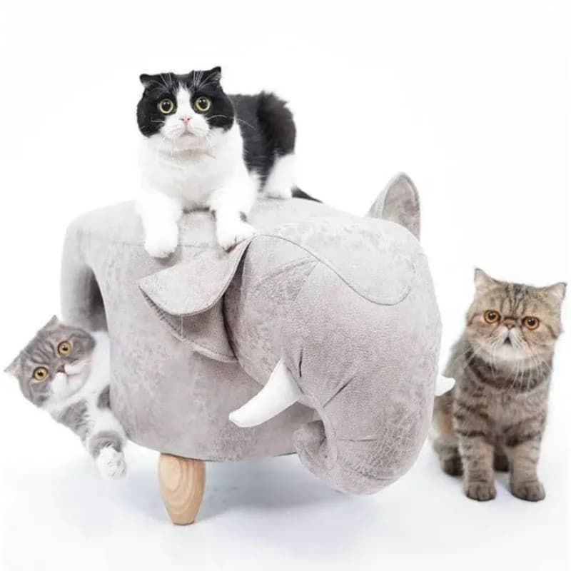 Creativo Animale Gatto Albero Sgabello Nido Semi-chiuso Nido per gatti Cartone animato Natale Pet Nest Mobili in legno massello Alce Casa per gatti