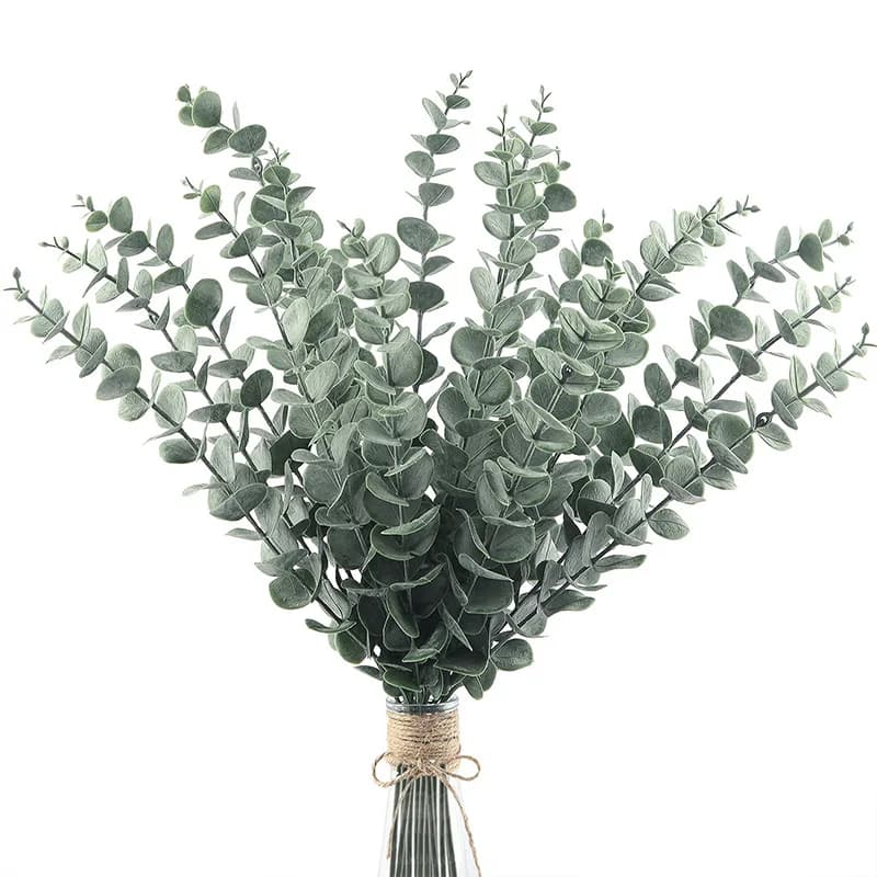 20 pcs Artificial Eucalyptus Stems Green Eucalyptus Copper Leaves Fin Plants for Christmas Wedding Centerpiece Navidad Decor