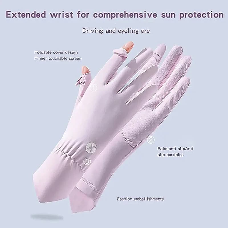 Guanti estivi traspiranti freschi in seta di ghiaccio per la guida all'aperto e il ciclismo Guanti protettivi elastici con touch screen resistenti ai raggi UV