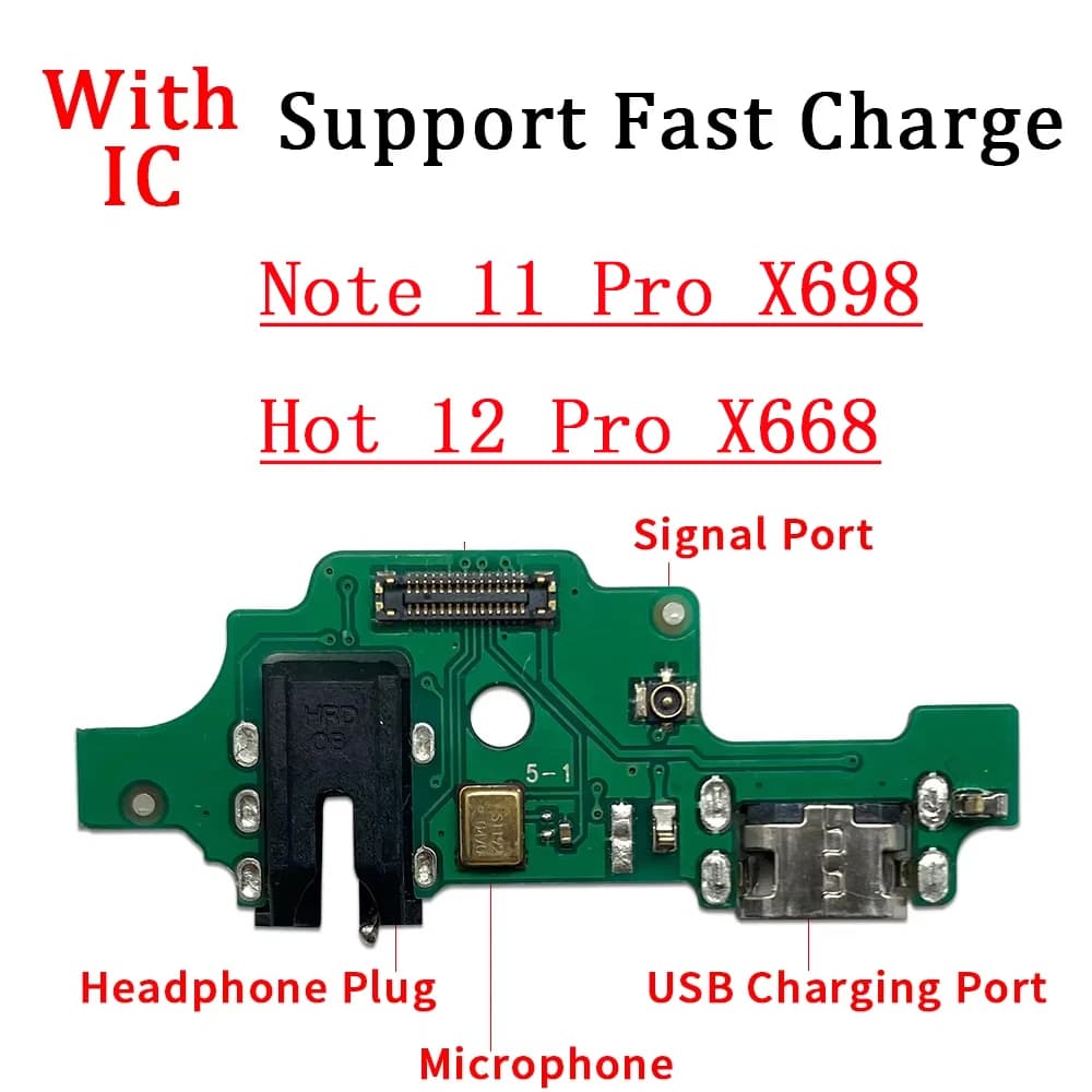 Parti del connettore del cavo flessibile della scheda porta di ricarica USB per Infinix Hot 6X 7 Pro 11 12 20S Nota 10 11 12 30 Smart 6 Modulo microfono