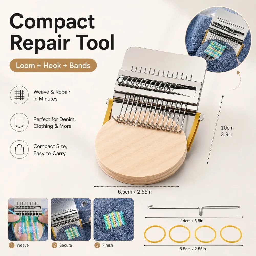 Wooden Knitting Loom Small Frame Hand Tapestry Weaving Darning Machine for Mending Clothes Jeans DIY Sewing Tool