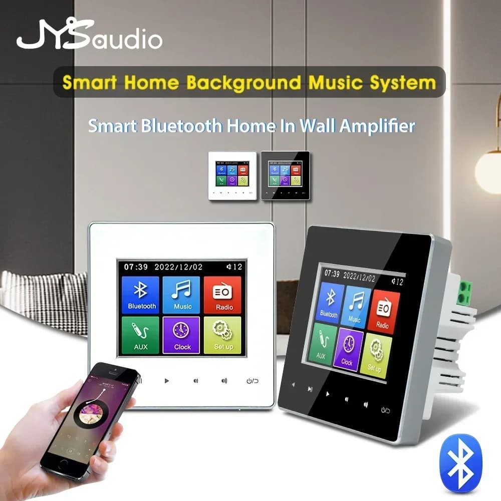 Amplificatore da parete per home theater Amplificatore da parete compatibile con Bluetooth Touch Key Pannello musicale a 2 canali/4 canali per il controllo musicale della stanza dell'hotel
