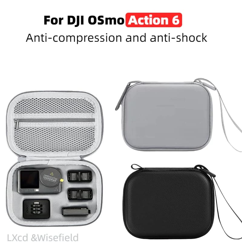 With Wrist Strap Box For DJI OSMO ACTION 6 PU Storage Bag Anti-Pressure and Anti-Shock Action Camera Carrying Case