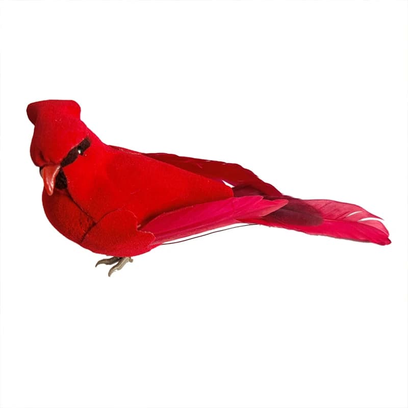 1 Artificial Bird Piece in Red Velvet, DIY Decorative Ornaments, Simulated Birds for Home, Garden, Plants, Wedding Decorations