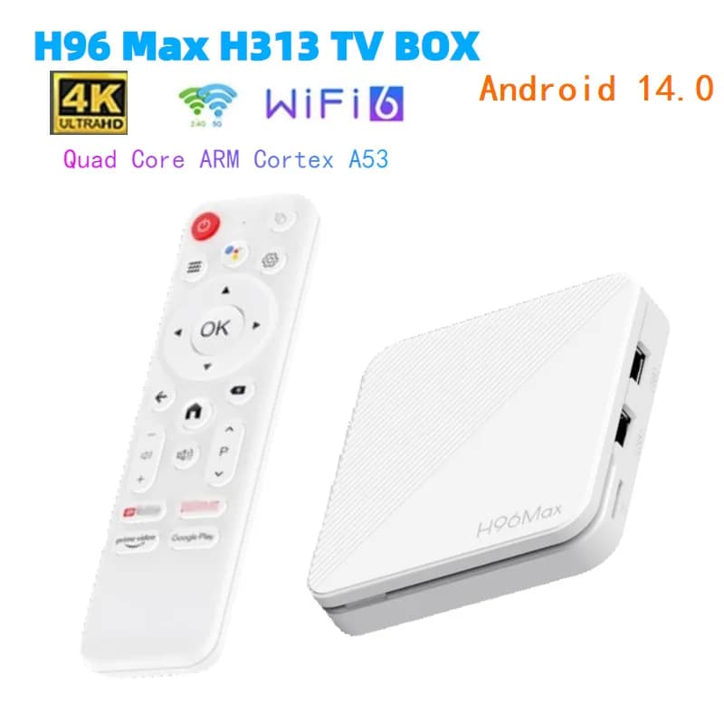 H96 MAX Allwinner H313 Quad Core Smart TV Box Android 14 2GB 8GB 16GB Wifi6 BT 4K HD Google Lettore multimediale vocale AV1 Set Top Box