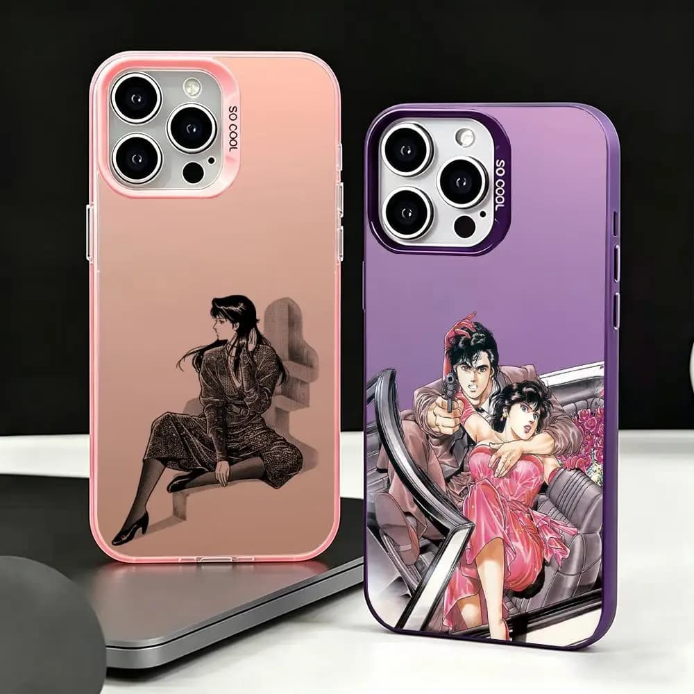 Custodia per telefono color argento placcato in TPU antiurto morbida per iPhone 16 15 14 13 12 11 XS XR 7 A-City Hunter