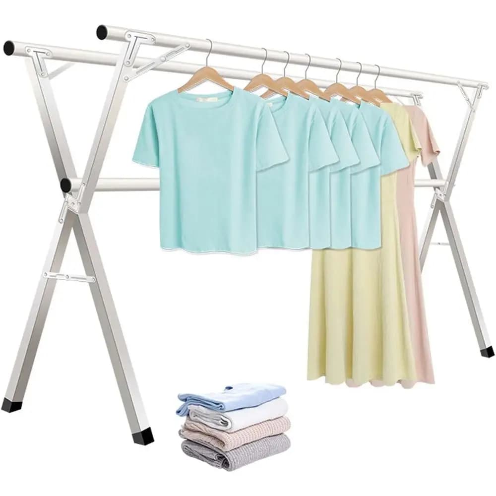 Robust folding door, heavy-duty clothes hangers, 10 hooks, interior/external space