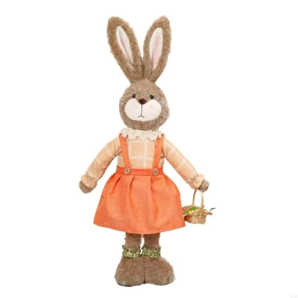 Ornamento Pasquale a Forma di Coniglio Cartoon, Coniglietto Retrattile in Stile Pastorale con Gambe Lunghe Telescopiche, Statuette Primaverili per la Casa