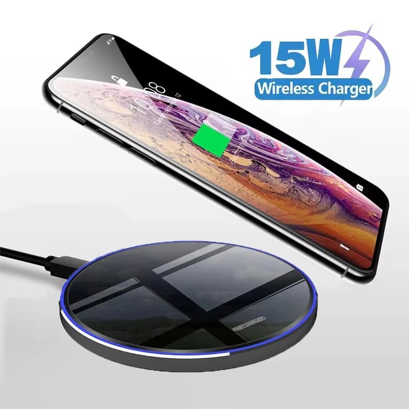 Base di ricarica a induzione rapida da 15W, caricatore wireless magnetico per iPhone, Xiaomi, Realme, Huawei, stazione di ricarica per cellulari.
