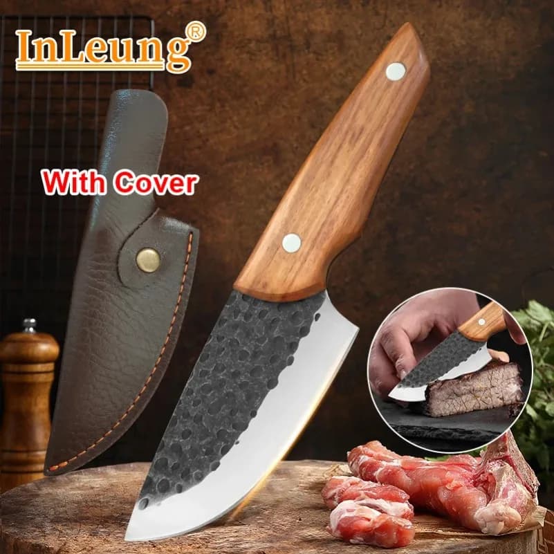 Stainless Steel Boning Kitchen Knife Meat Cleaver BBQ Knife Sharp Chef Meat Fish Cutting Cooking Cutter Forged Butcher Knife